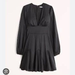 Black satin plunge  mini dress